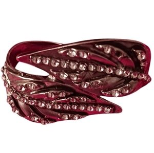 Vintage Two Finger Art Deco Style Ring Size 8 Silver Toned Leaf